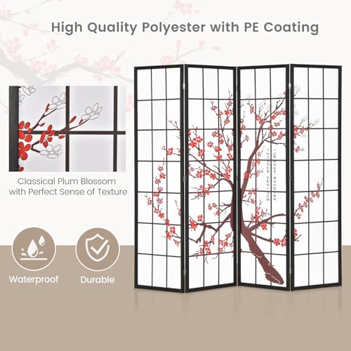 Giantex 4 Panel 6FT Room Divider, Folding Privacy Screen, White Y9239