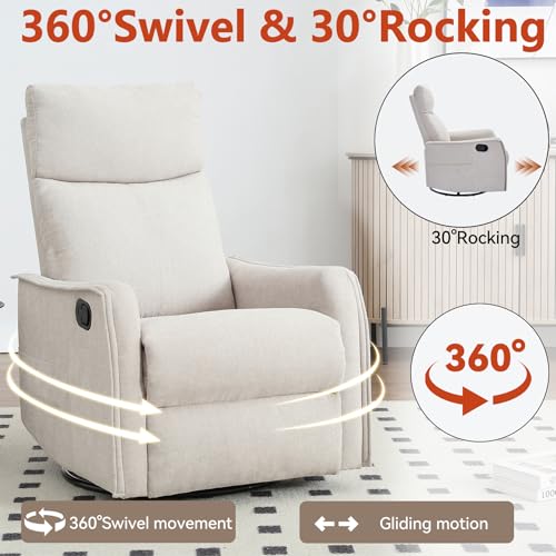 Massage Chair Recliner with Heat, Swivel Rocking, High Back Fabric Black V2333