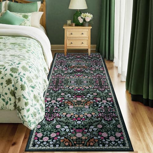 8x10 Floral Washable Area Rug for Living Room, Vintage Soft Non-Slip Carpet Z978379