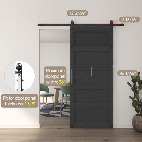 JUBEST 36" x 84" Sliding Barn Door Kit with Hardware, Black R91690