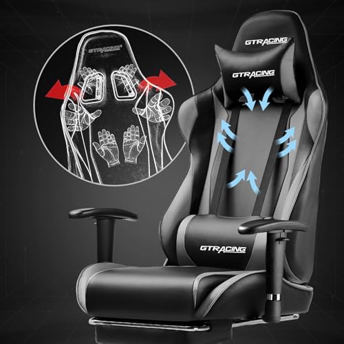 GTRACING Gaming Chair with Footrest, Blue R841