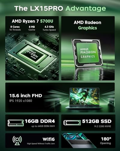 AMD Ryzen 7 5700U 15.6" 16GB 512GB SSD Laptop D248