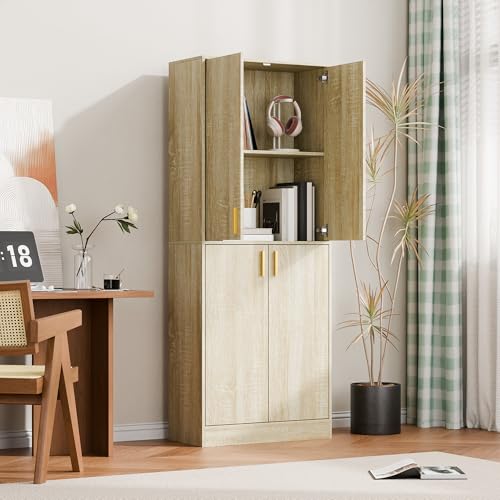 Cozy Castle 71" Tall Kitchen Pantry Cabinet with Doors and Shelves, Gray R70739