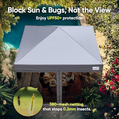 Quictent 6.6'x6.6' Pop up Screened Canopy Tent with Mosquito Netting, Wheeled Carry Bag H89372