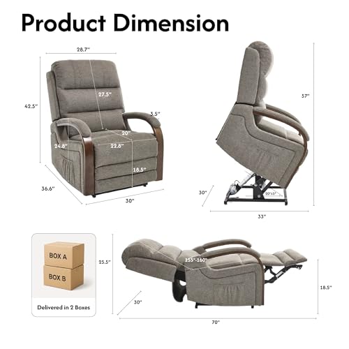 FLEXISPOT XL31 Power Lift Recliner Chair for Elderly, Electric Massage & Heat, PU Leather, Black C786106