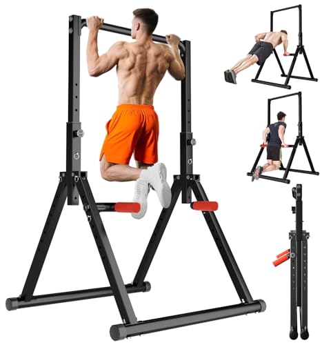 Power Tower Pull Up Dip Station Foldable Adjustable Home Gym Z306594