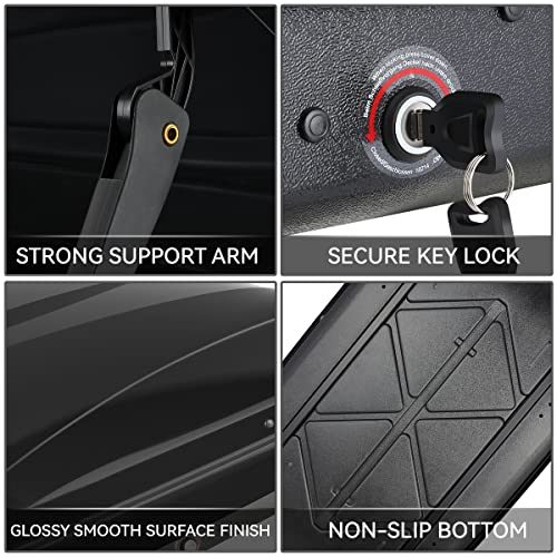 DNA MOTORING Rooftop Cargo Box Lockable Car Top Storage Case 110 Lbs Textured Black P1853