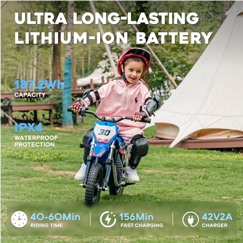 AIII Electric Dirt Bike for Kids 3-7, 12-Inch Off-Road Tires, Red X89100