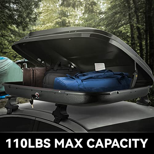 DNA MOTORING Rooftop Cargo Box Lockable Car Top Storage Case 110 Lbs Textured Black P1853