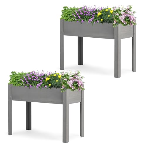 Raised Garden Bed with Legs 40x20x31 Outdoor Wood Planter Box N314255