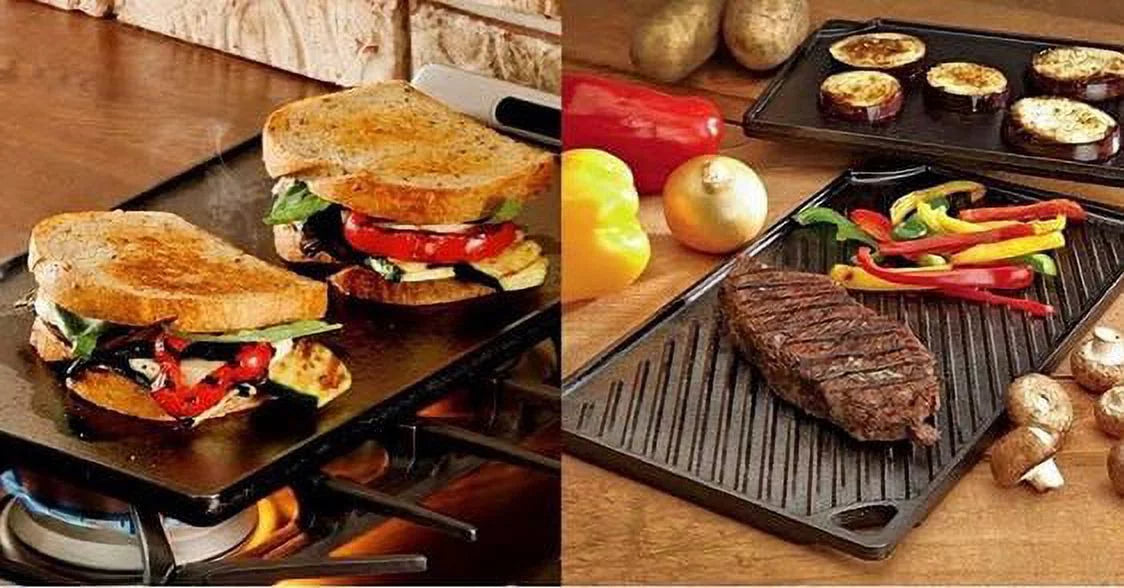 Lodge Cast Iron Reversible Grill/Griddle, Black F88227