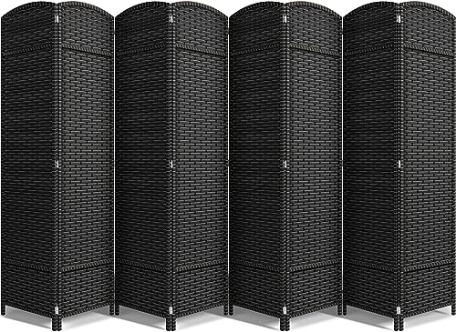 Sorbus 8-Panel Black Room Divider, 6 ft Tall Folding Privacy Screen T242