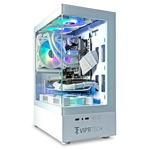 ViprTech Stryker 4.0 Liquid-Cooled Gaming PC, AMD Ryzen 7, RTX 4060, 32GB RAM, 1TB SSD, White N414