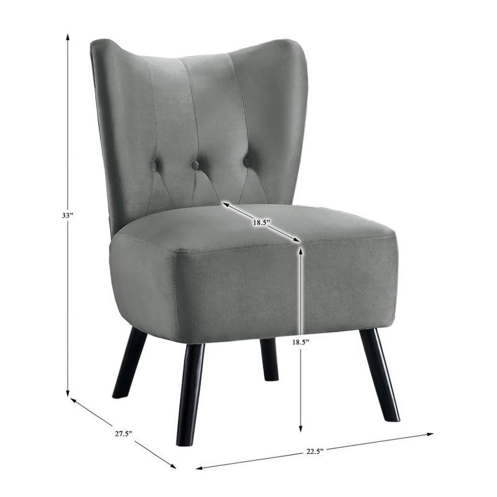 Pemberly Row Contemporary Velvet Accent Chair, Gray A8637