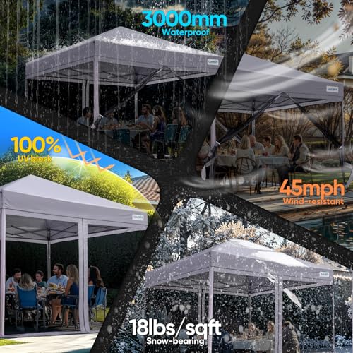 Quictent 6.6'x6.6' Pop up Screened Canopy Tent with Mosquito Netting, Wheeled Carry Bag H89372