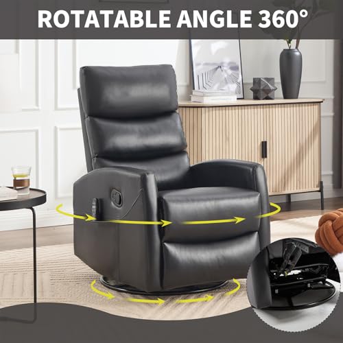 Massage Chair Recliner with Heat, Swivel Rocking, High Back Fabric Black V2333