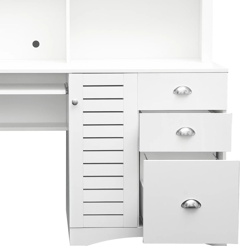 Holaki Computer Desk with Hutch, Antiqued White Finish D126