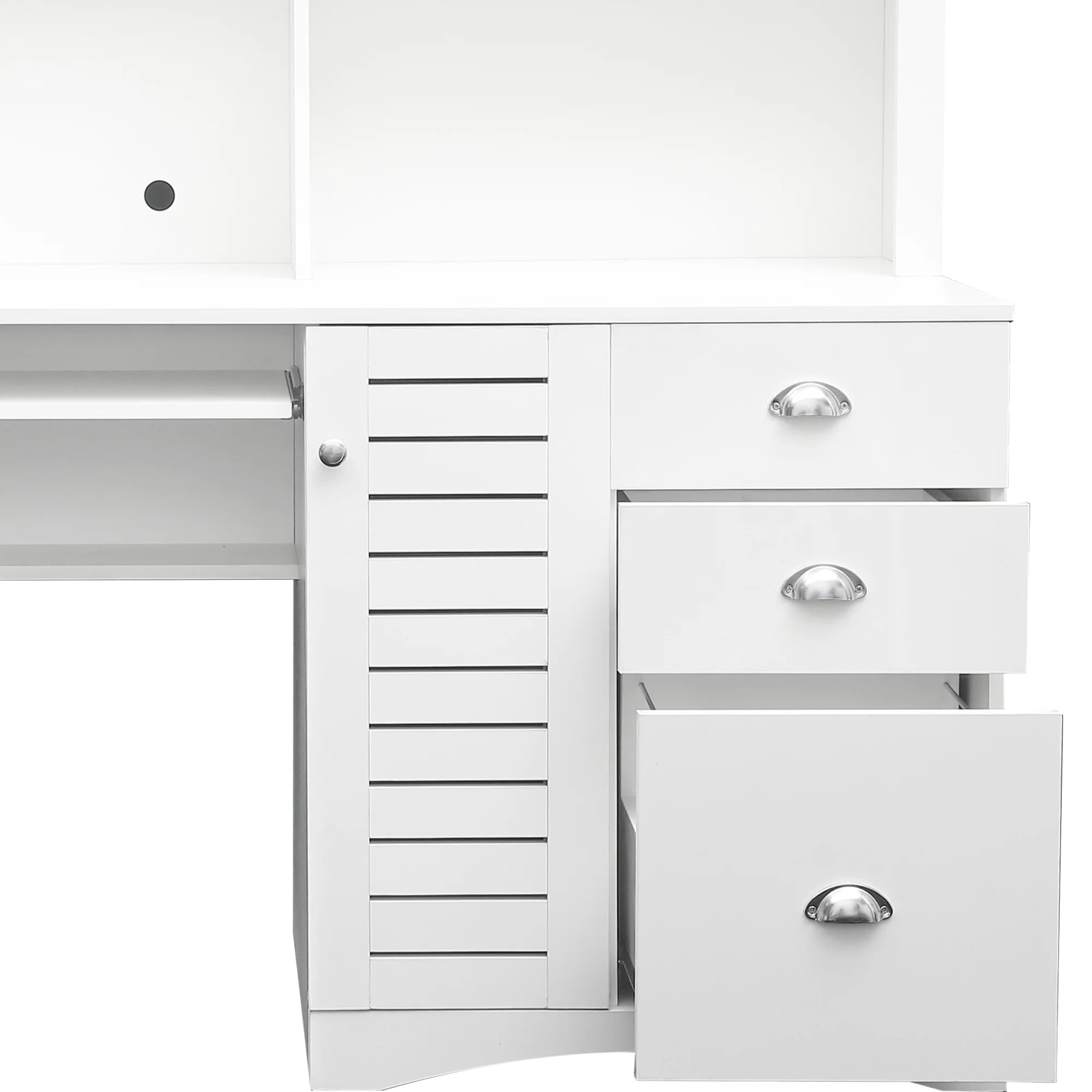 Holaki Computer Desk with Hutch, Antiqued White Finish D126