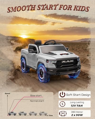 12V Licensed Ram 1500 Ride on Truck for Kids with Parent Remote Control, Black I703183