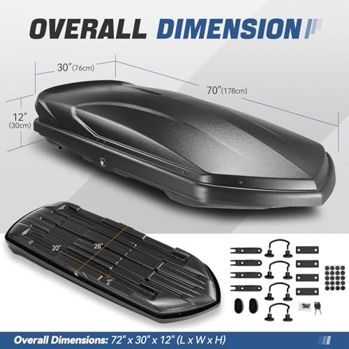 Auto Dynasty Hard Shell Roof Top Car Storage Cargo Carrier, Glossy Black L344