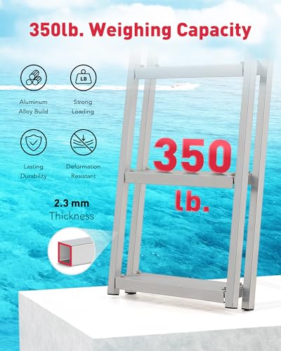 CO-Z 3 Step Removable Dock Ladder for Pontoon Boat, Aluminum Swim Ladder with Nonslip Tread O80708