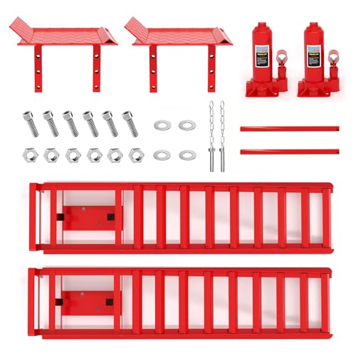 2 Pack Hydraulic Car Ramps 11050LBS High Lift 9"-14.2" Heavy Duty Steel M6524