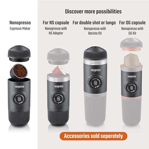 WACACO Nanopresso Portable Espresso Maker, 18 Bar Pressure, Manual Travel Coffee Maker F884