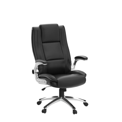 COLAMY Executive Ergonomic Office Chair with Bonded Leather and Flip-up Armrests A775113