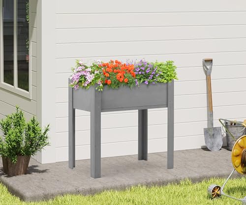 Raised Garden Bed with Legs 40x20x31 Outdoor Wood Planter Box N314255