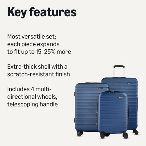Amazon Basics 21" Hardside Carry-On Luggage with Wheels, Expandable, Black L489