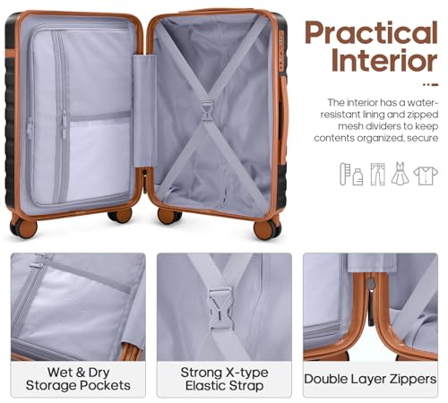 Luggage Sets 3 Piece, Carry On 20 Inch Hardside Suitcase with Spinner Wheels and TSA Lock J67858