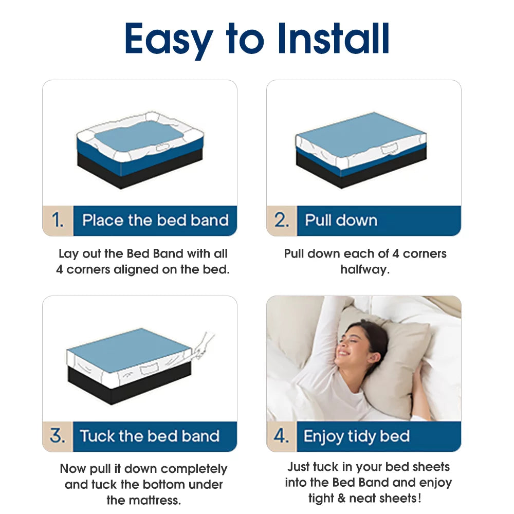 Sanmadrola Bed Sheet Holder, Mattress Corner Straps, Queen 60" x 80" K408730