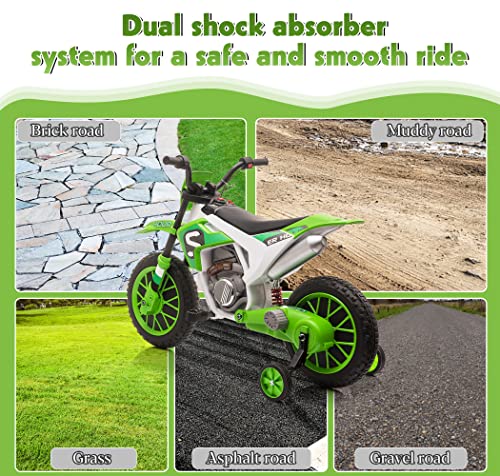 TOBBI Kids 12V Electric Ride-On Motorcycle Dirt Bike for Toddlers, Blue E552