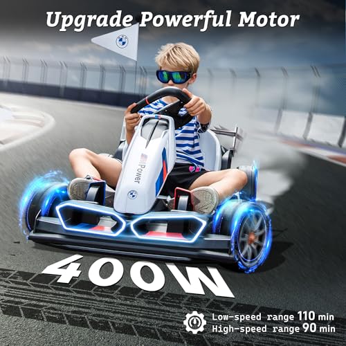 FORESEE 36V BMW Licensed Kids Electric Go Kart, Battery Powered Ride On Toy with Adjustable Seat, Black F2952