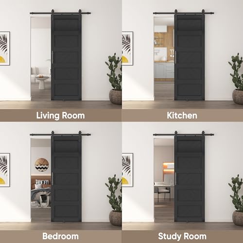 JUBEST 36" x 84" Sliding Barn Door Kit with Hardware, Black R91690