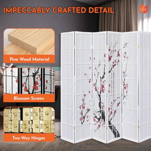 Legacy Decor 4-Panel Blossom Screen Portable Foldable Shoji Room Divider Black K541964