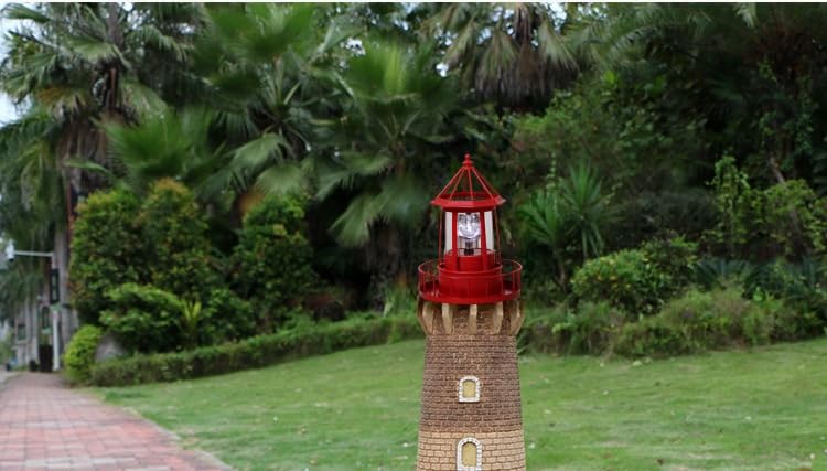 Solar Lighthouse Rotating Light IP65 Waterproof Outdoor Garden Lamp Red S6947
