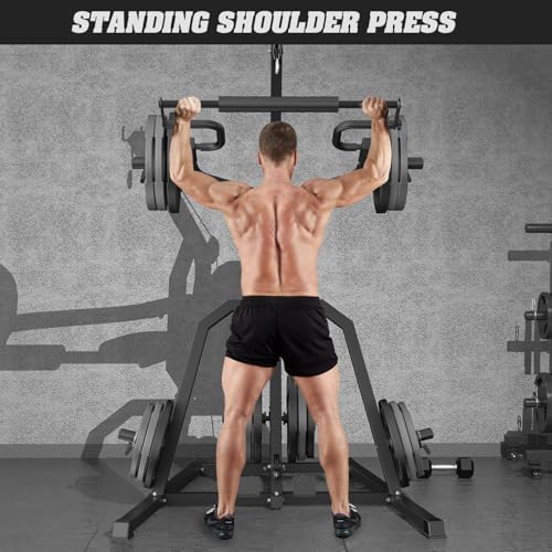 DONOW Leverage Gym Power Rack Squat Rack with LAT Low Row System Home Gym Workout Station O450515