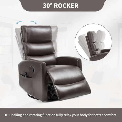 Massage Chair Recliner with Heat, Swivel Rocking, High Back Fabric Black V2333
