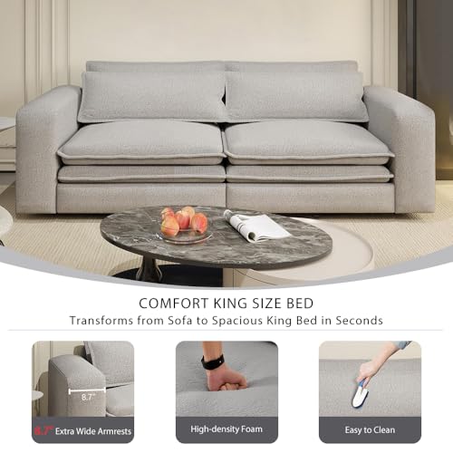 93" King Pull Out Sofa Bed with 2 Pillows, Blue Q21489