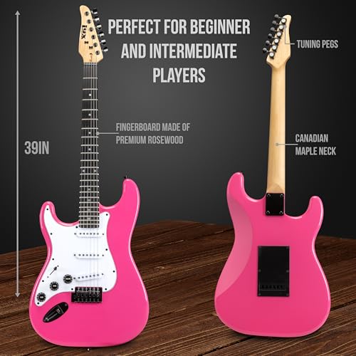 LyxPro Electric Guitar 39" Beginner Starter Kit with 20W Amp, Black B69338