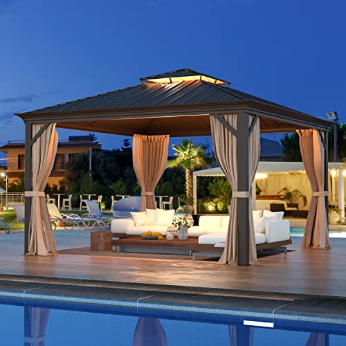 EROMMY 14'x20' Hardtop Gazebo Double Roof Galvanized Steel Outdoor Pavilion G3084