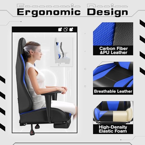 Homall Gaming Chair with Footrest and Massage Lumbar Support, Black T748