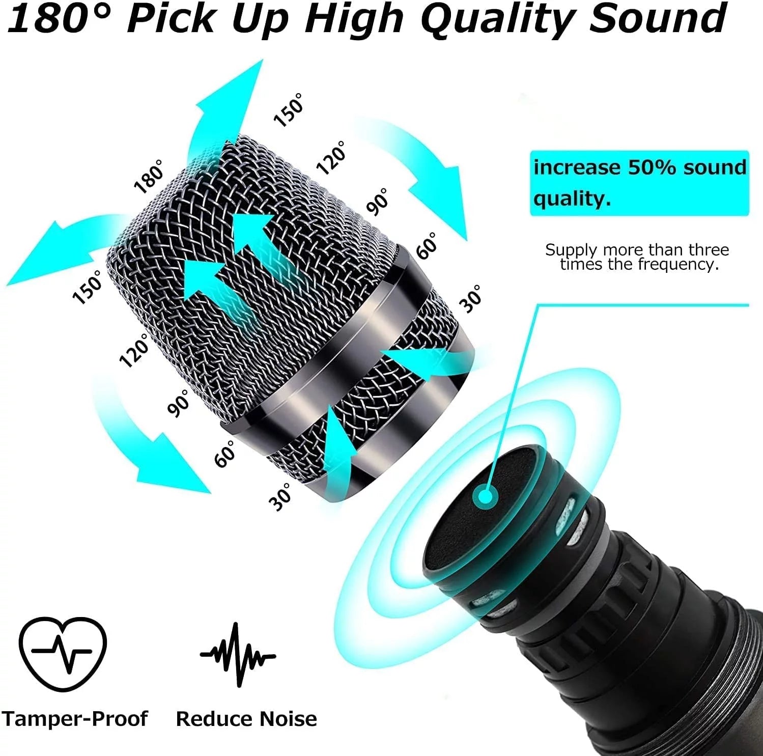 JYX Wireless Microphone UHF Metal Handheld Dynamic Mic for Karaoke G7003