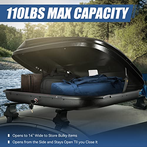 Auto Dynasty Hard Shell Roof Top Car Storage Cargo Carrier, Glossy Black L344