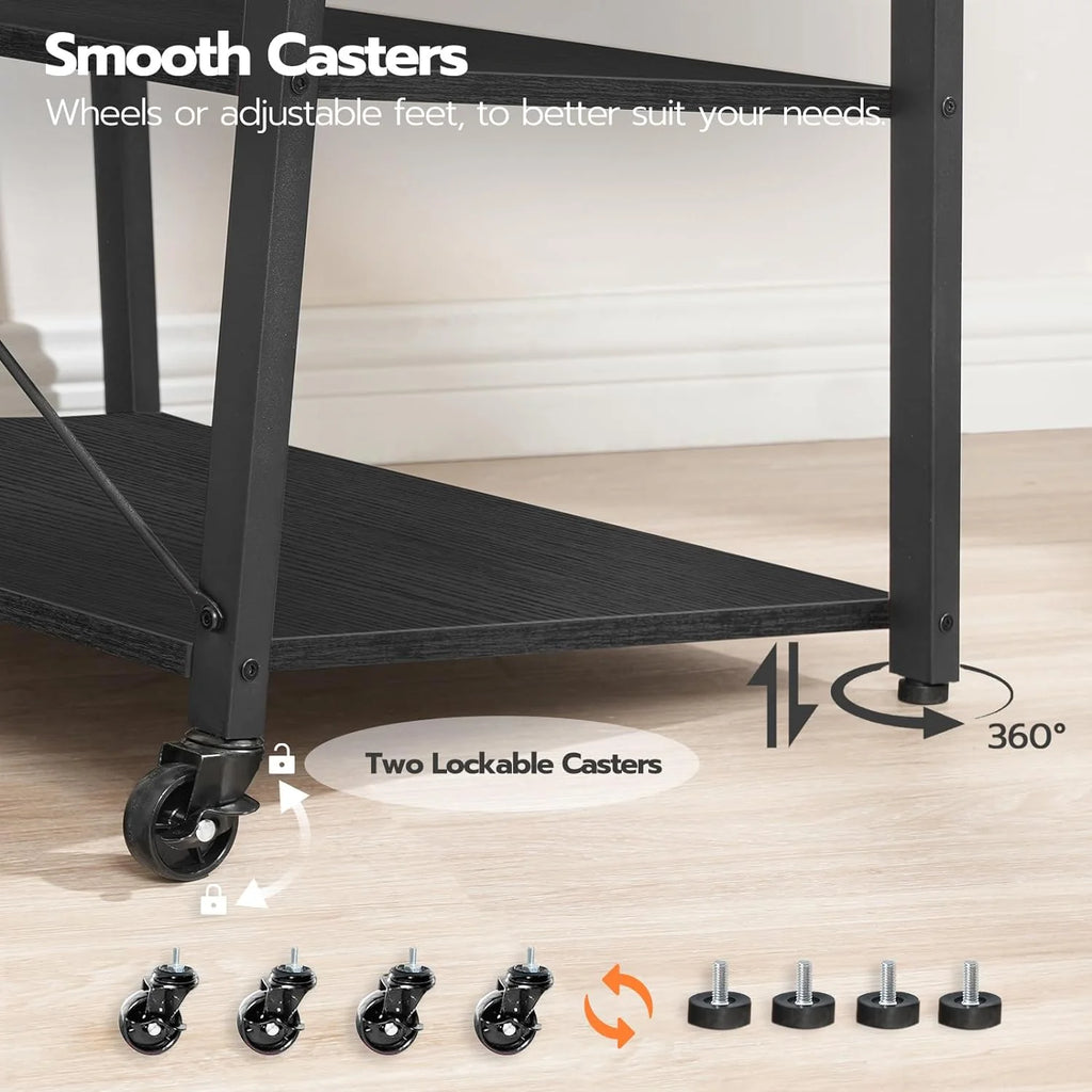 WAGEE Rolling TV Stand with Mount and Power Outlet for TVs up to 55 inch, Black I32706
