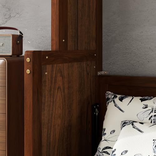 Walnut Murphy Bed with Desk and Gas Struts N330