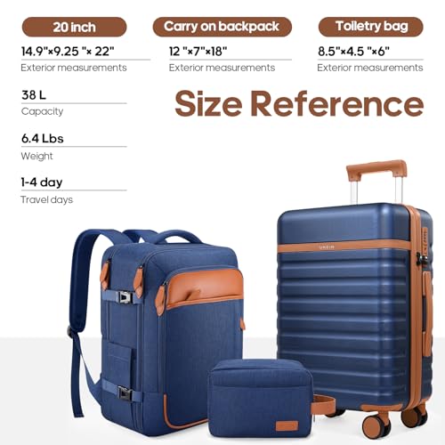 Luggage Sets 3 Piece, Carry On 20 Inch Hardside Suitcase with Spinner Wheels and TSA Lock J67858