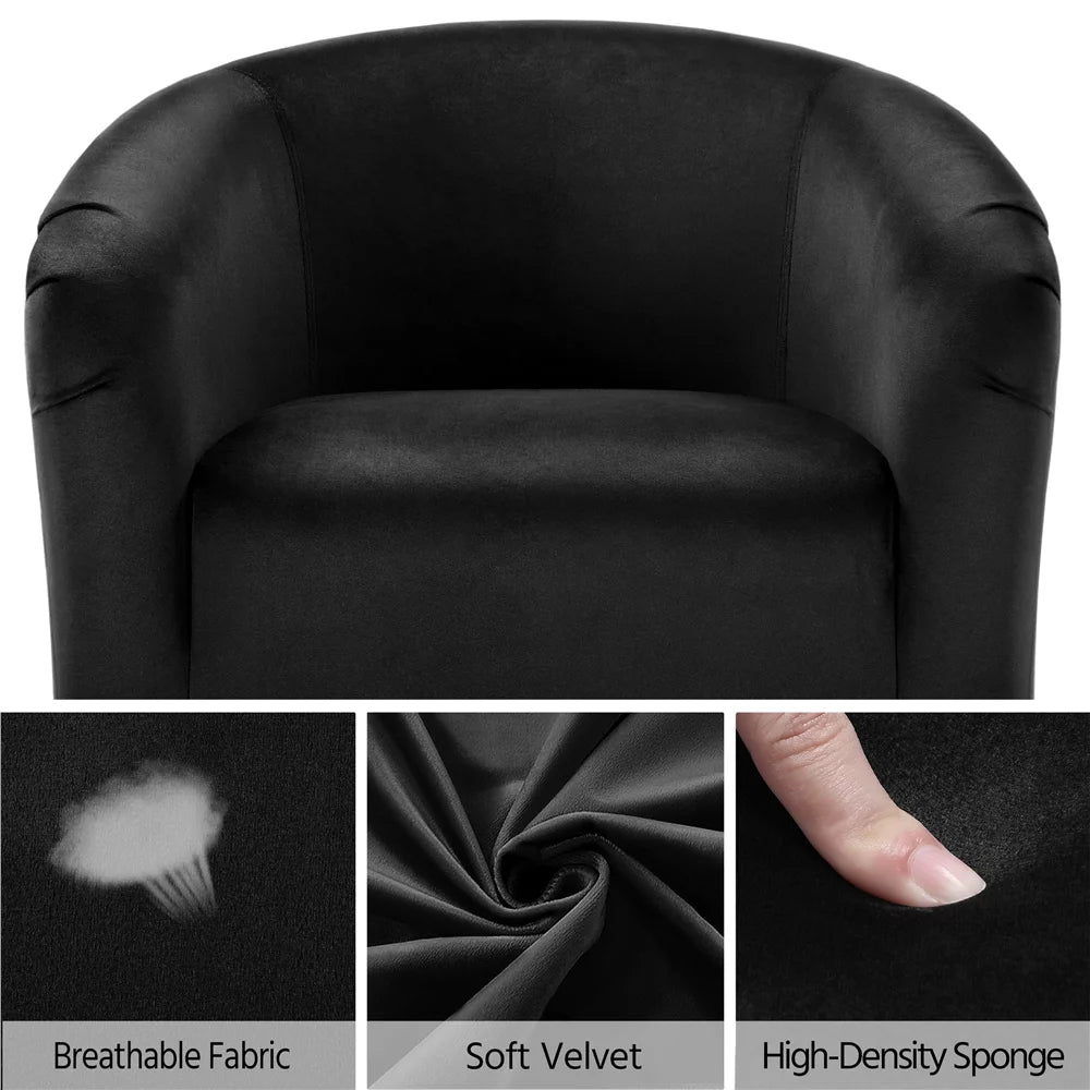 Alden Design Barrel Accent Chair, Black Velvet C456