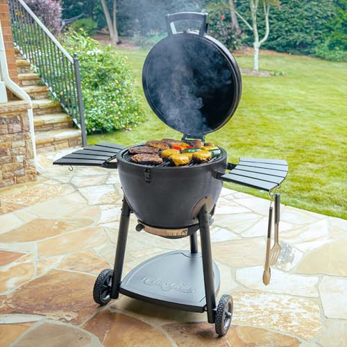 Char-Griller AKORN Kamado Charcoal Grill and Smoker with Cast Iron Grates, Graphite W412362